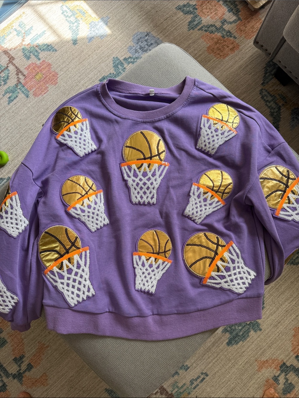 Women’s Purple Embroidered Basketball Sweatshirt